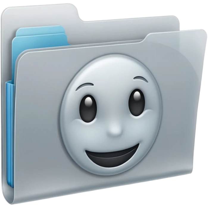 A **minimal emoji-style icon** of a frosted light-gray plastic folder, rectangular with **rounded corner*, **elastic string closure with a circular button** at the center, slightly translucent surface, clean flat front, subtle soft shading, a
 emoji