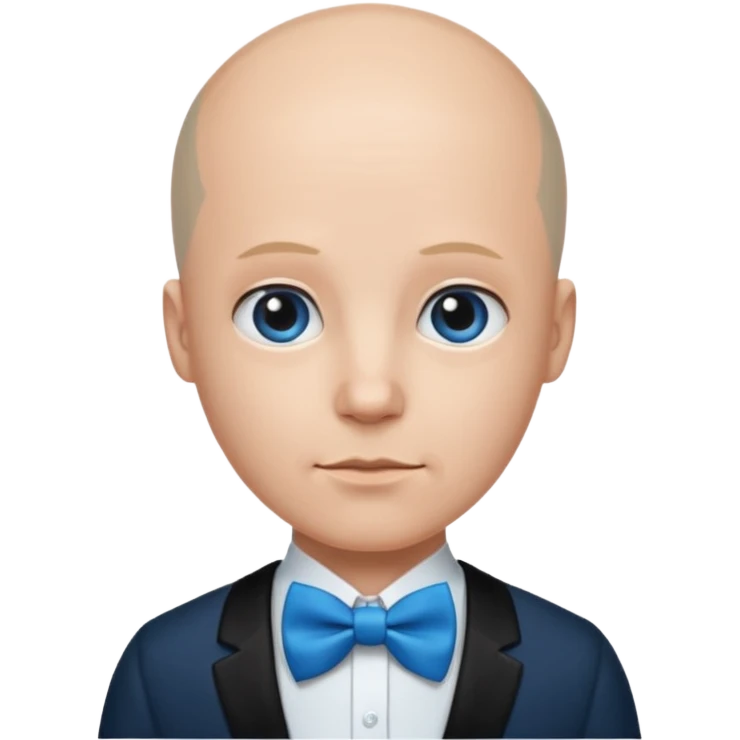Bald with blue bow tie, balck dress emoji