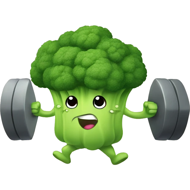 kawaii cute strong broccoli exercising in the gym emoji
