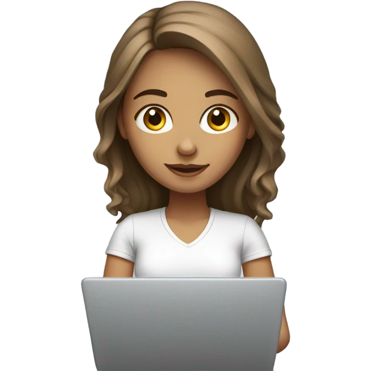 White and brown hair girl working with lap top emoji