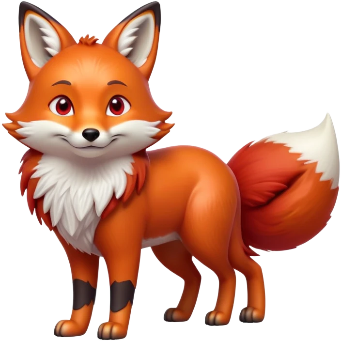 cinematic-noble [fox]-realistic-full-body-standing on all fours-emoji,-tail-tucked-close,-head-tilted-dramatically,-fox-[red]-fur,-simplified-yet-realistic-focused-features,-highly-detailed,-glowing-with-an-almost-sarcastic-glow  expressive eyes emoji
