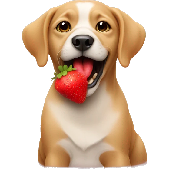 Dog licking strawberry emoji