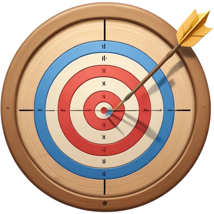 A bow with an arrow drawn back, aimed at a target with concentric rings. The background suggests a calm, outdoor archery range, emphasizing the precision, focus, and skill required in archery as a competitive sport. emoji