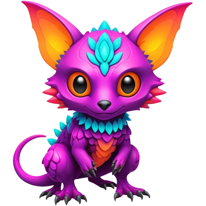 futuristic lush warm-colored neon-colored Fakémon-Trico-creature (full body) emoji