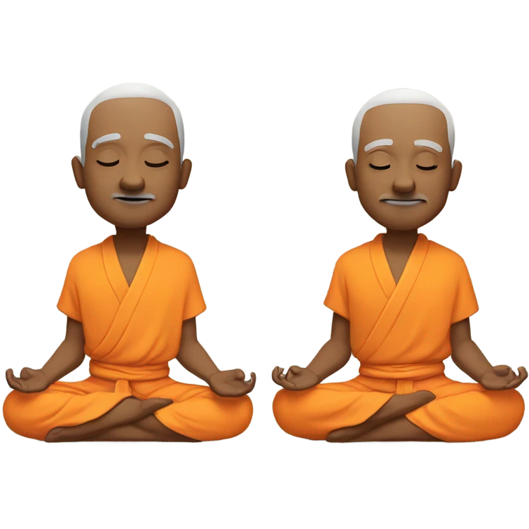 an old yogi with a peaceful and meditative expression. The character should be wearing an orange robe, symbolizing traditional yogic attire. The yogi can be sitting in a lotus position with closed eyes, a gentle smile, and a serene aura. emoji