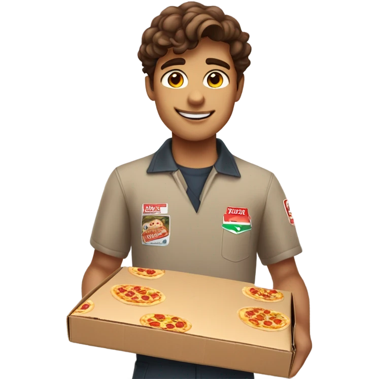 Brown haired guy delivering pizza emoji