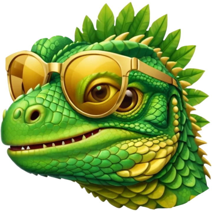 iguana head with golden sunglasses emoji
