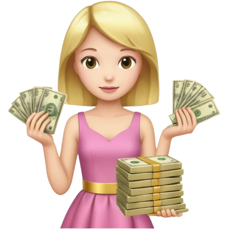pink girl with wealth emoji