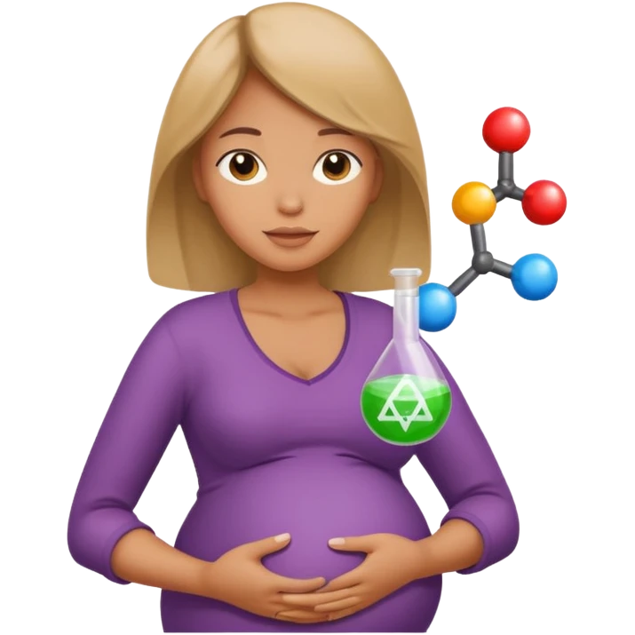 chemical molecule symbol next to a pregnant  emoji