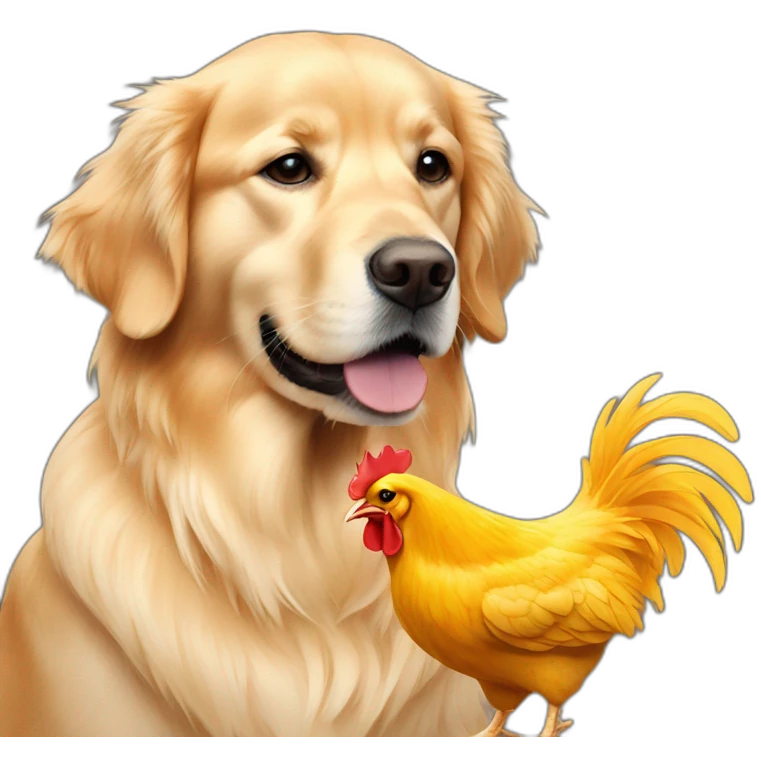 Golden retriever and chicken emoji