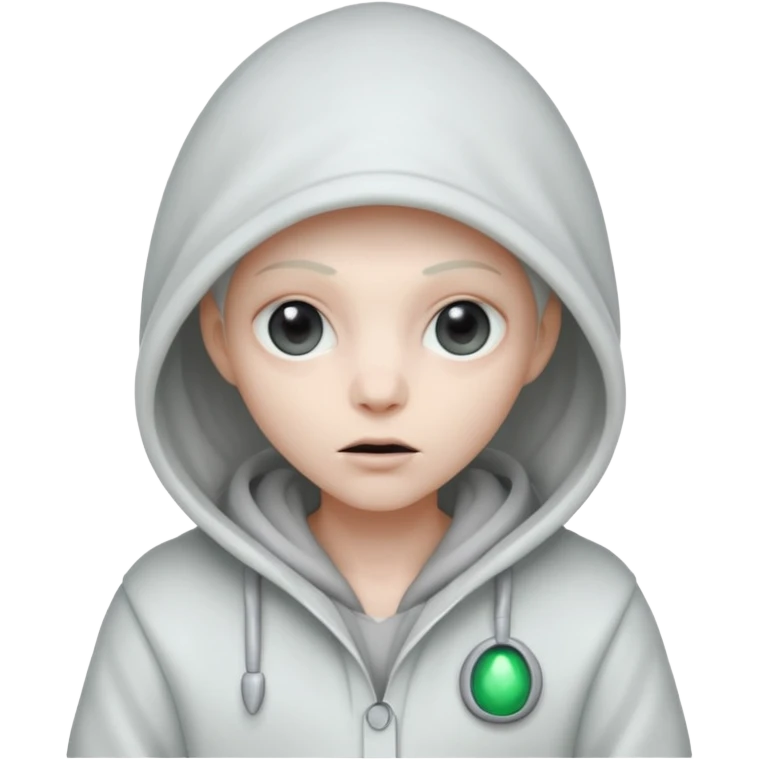 alien, cold White Coat with Hoodie  emoji