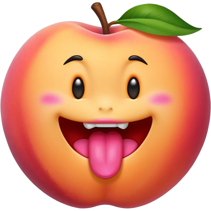 Creamy peach with tongue licking emoji
