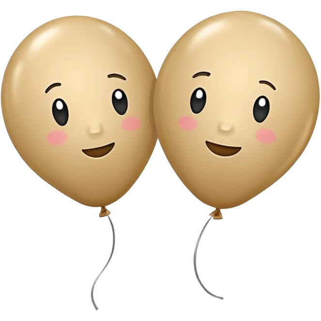 Two beige balloons left up, right down emoji