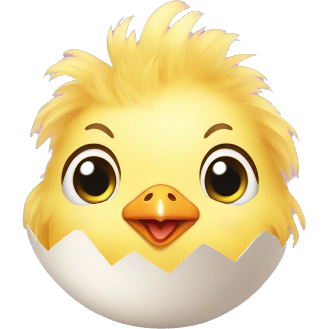 baby chicken with hair hatching from an egg emoji