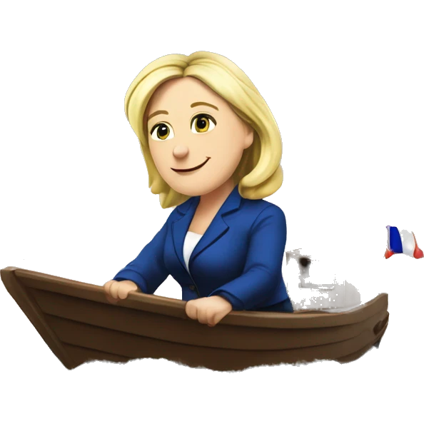 marine le Pen sur un bateau  emoji