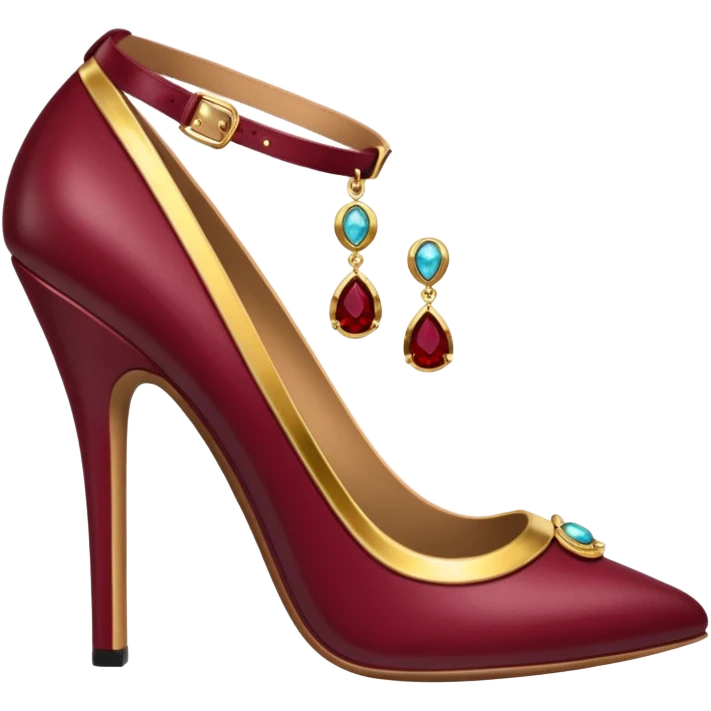 burgundy sexy high heel with jewelry emoji