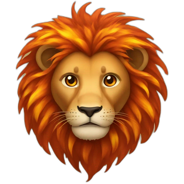 Lion with fire hair emoji