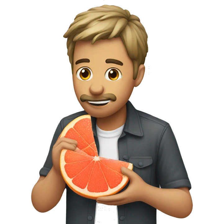 Man emoji eating grapefruit emoji