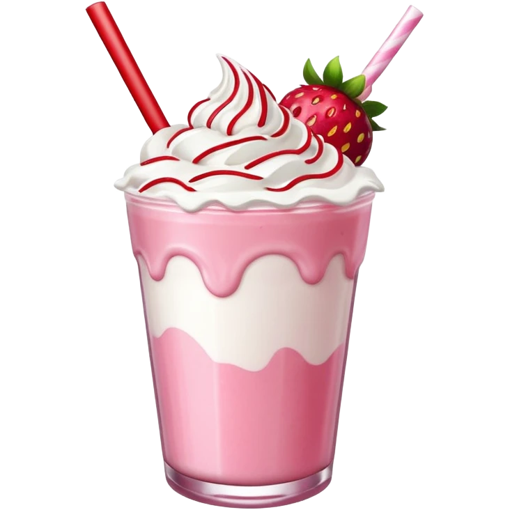 Strawberry shake with whipped cream and a cherry on top  emoji