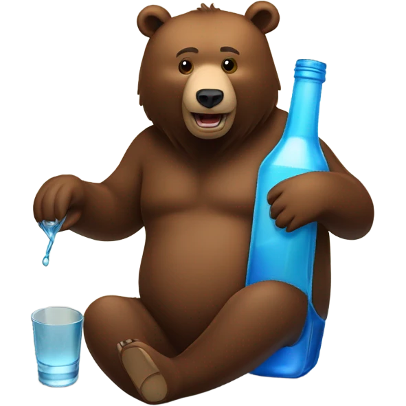 A brown bear drinking Azul tequila  emoji