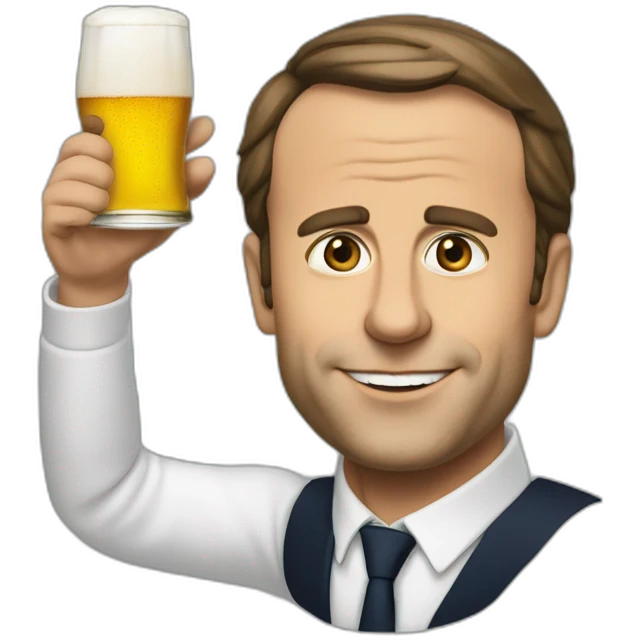 Macron qui boit de la bière emoji