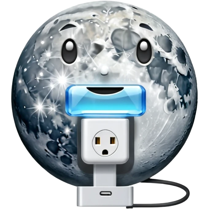 moon plugged into charger crystal recharging emoji