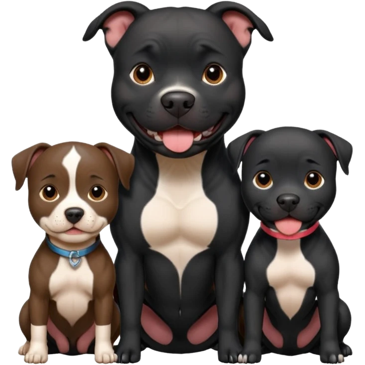 Black pitbull dog with mom and dad  emoji