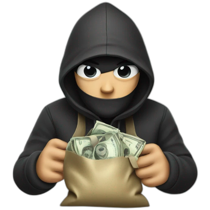 A thief with a bag of money emoji