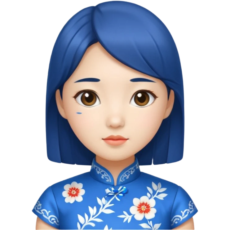blue cheongsam girl, korean emoji