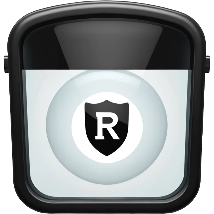 riot shield black with white RCR text and glass viewing window emoji