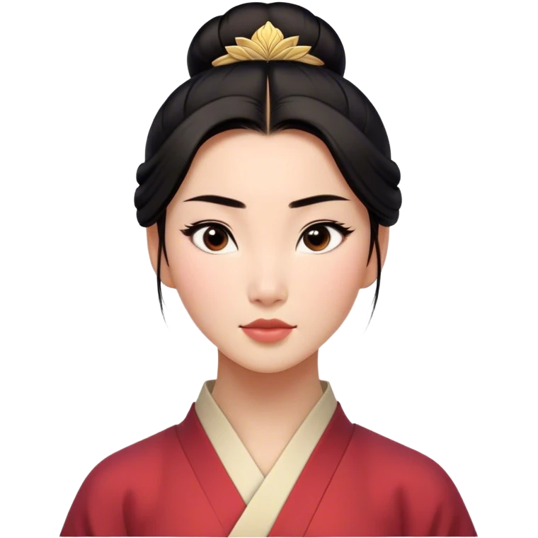 Cinematic Realistic Serene Mulan Portrait, showing Mulan (chest and above) with radiant, smooth skin and delicately detailed dark hair swept back in a neat bun. Her gentle, reflective expression is captured with soft natural lighting that highlights the nuanced textures of her features and traditional attire in muted hues. The composition glows with an inviting, natural radiance and subtle shadows, evoking a calm and introspective mood that speaks of quiet strength and enduring beauty. emoji