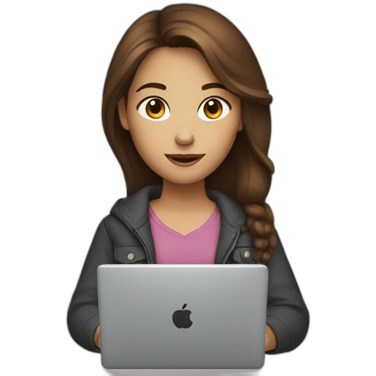 girl with brown hair and laptop emoji