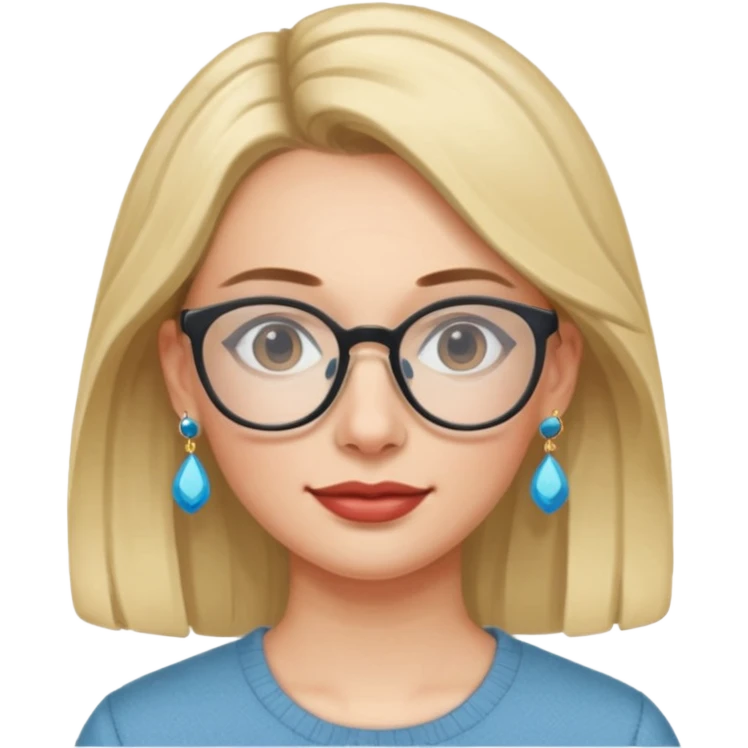 Signora con occhiali e orecchini celesti emoji