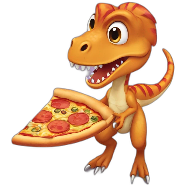 velociraptor eats pizza emoji