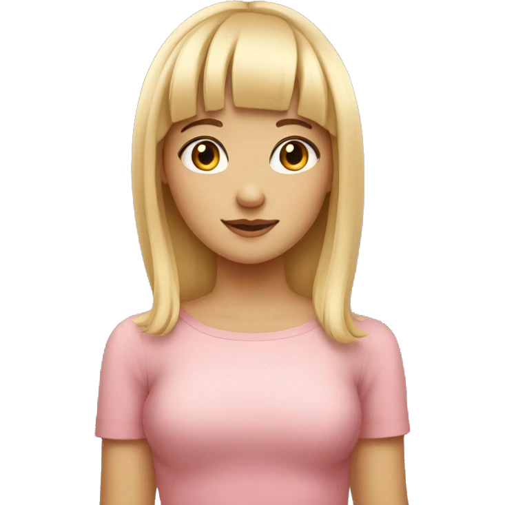 Blond girl with cute bangs with rosy cheeks emoji