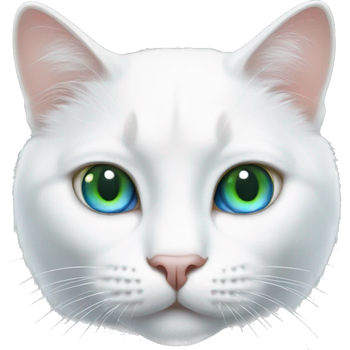 white cat with blue eye and green eye  emoji