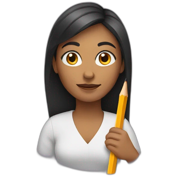 woman holding a pencil emoji