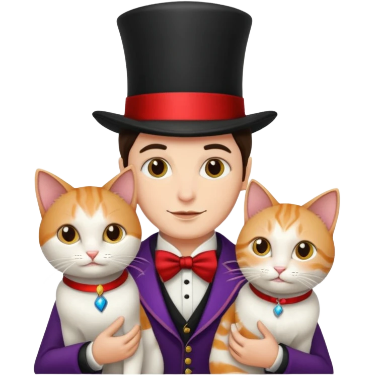 magician couple and their pet cat emoji