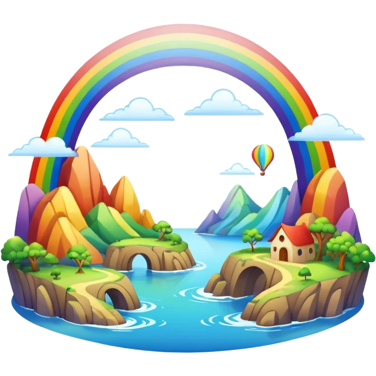 Rainbow Bridge – Arched rainbow connecting flying islands. emoji