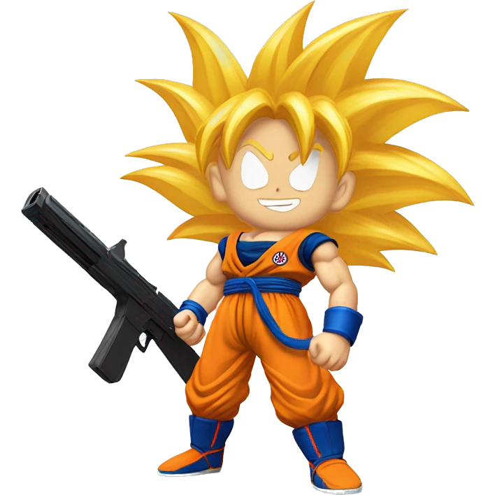 Super saiyan Goku with a gun emoji