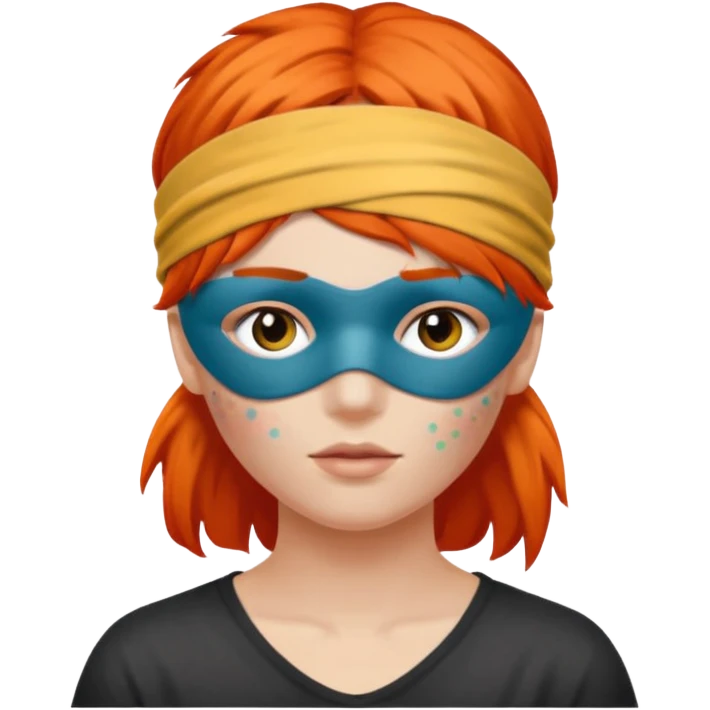 Blindfold person with different colors of hair. No trusting games with people blindfolded behind steering wheel emoji