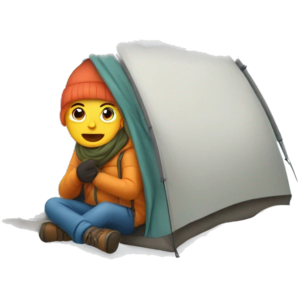 person camping in winter with snow background emoji