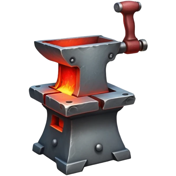 blacksmith anvil glowing red-hot with heat emoji