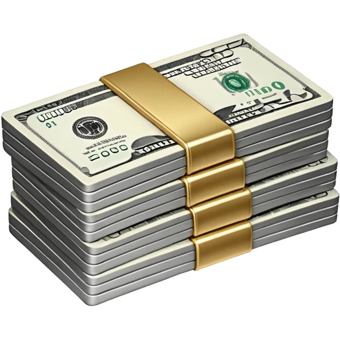 Metallic black-and-white money pack emoji, simple geometric stack of bills,minimal style
 emoji