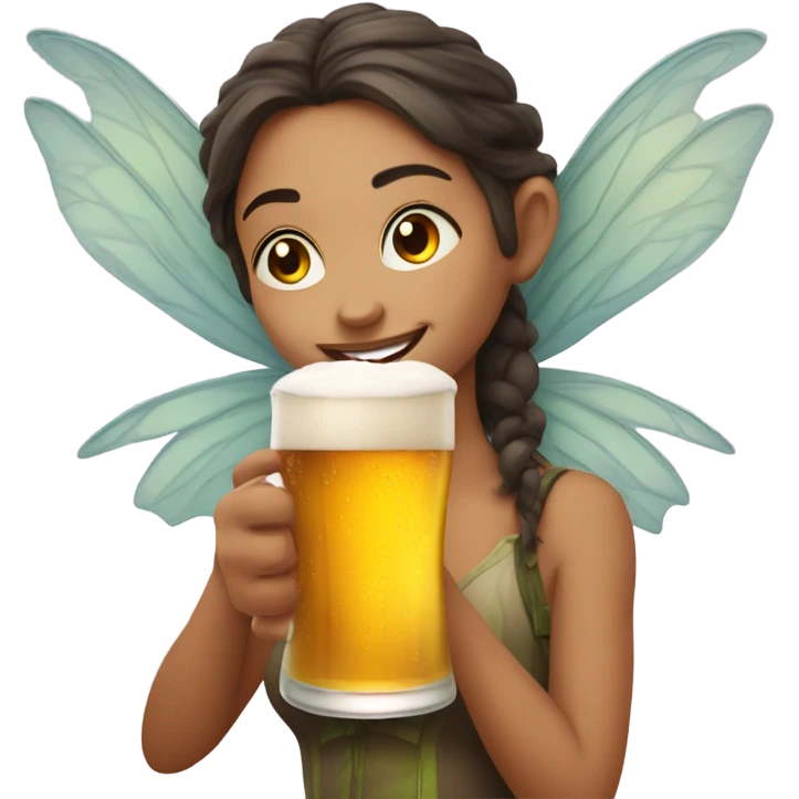 Fairy drinking a beer emoji