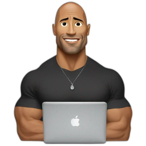 The rock with a macbook emoji