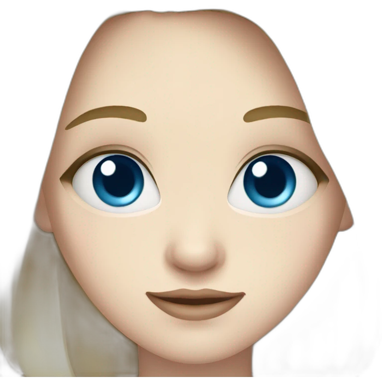 A girl with Pale skin, dark hair, high forehead, blue eyes emoji