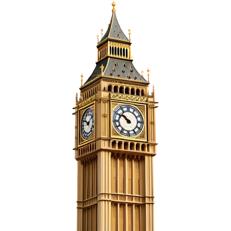 Cinematic Realistic Big Ben Landmark Emoji, showcasing the historic clock tower in exquisite detail rendered with dynamic lighting and rich textures that highlight its timeless grandeur. emoji