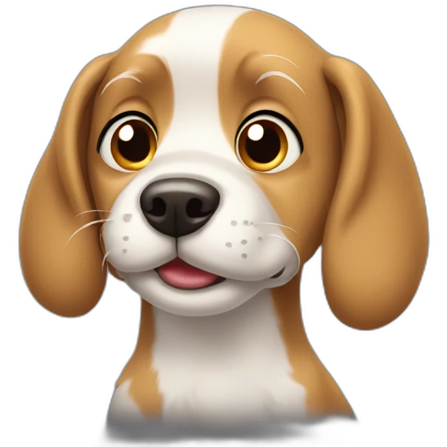 Dog watching cartoon emoji