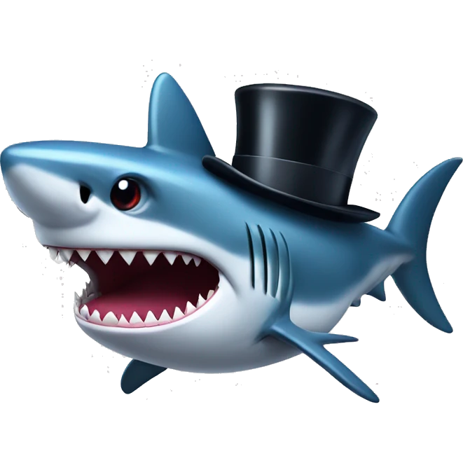 Shark with a top hat emoji